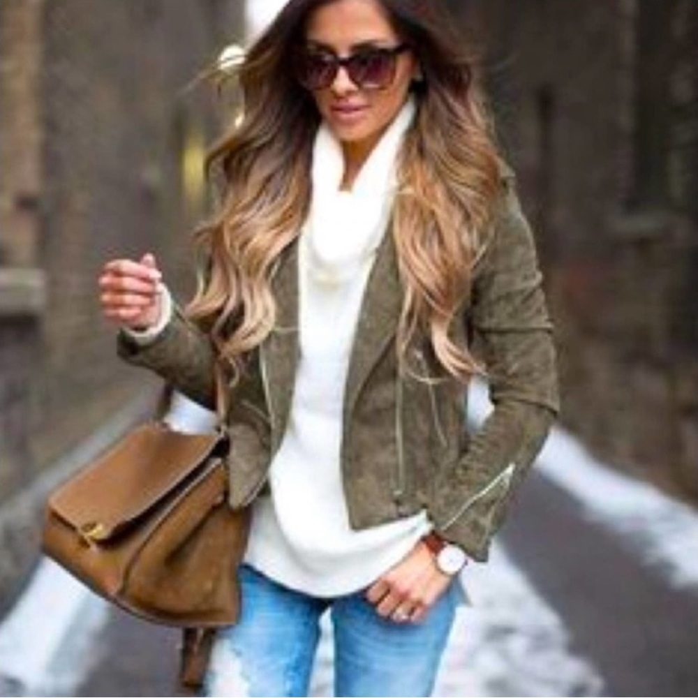 SL8 Blank NYC Suede Leather Moto Jacket XS